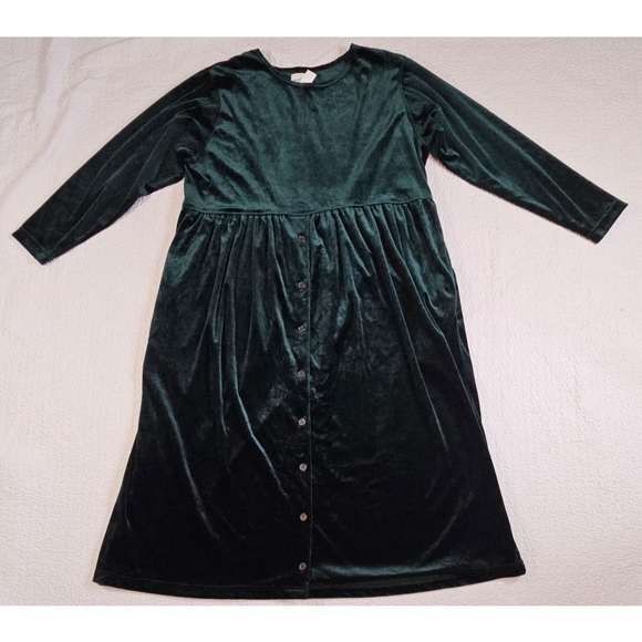 Amanda Stewart Dresses & Skirts - Vintage Amanda Stewart Leisurewear Forest Green Velvet Maxi Dress XL